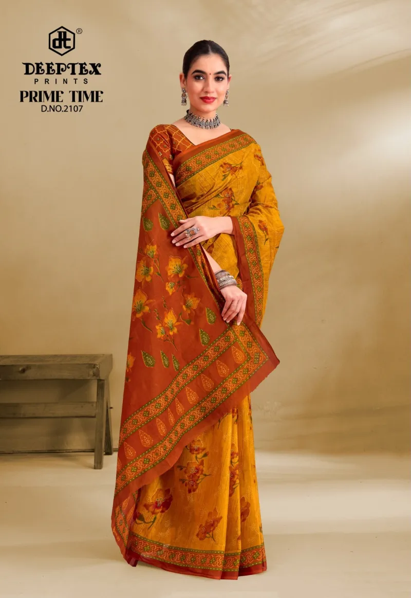 Prime Time Vol 21 By Deeptex Heavy Cotton Printed Saree